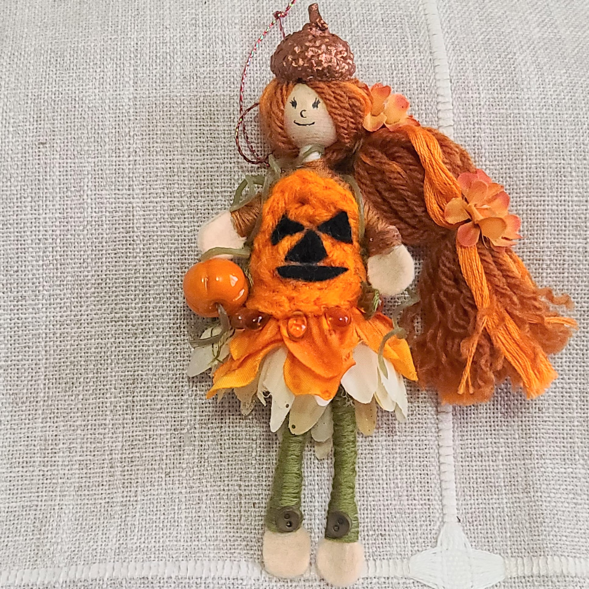 Halloween doll with pumpkin and vines - Click Image to Close