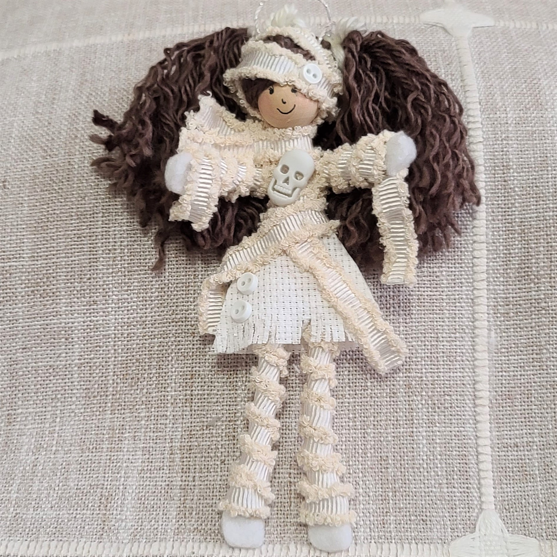 Halloween Mummy Doll - Brown Hair - Click Image to Close