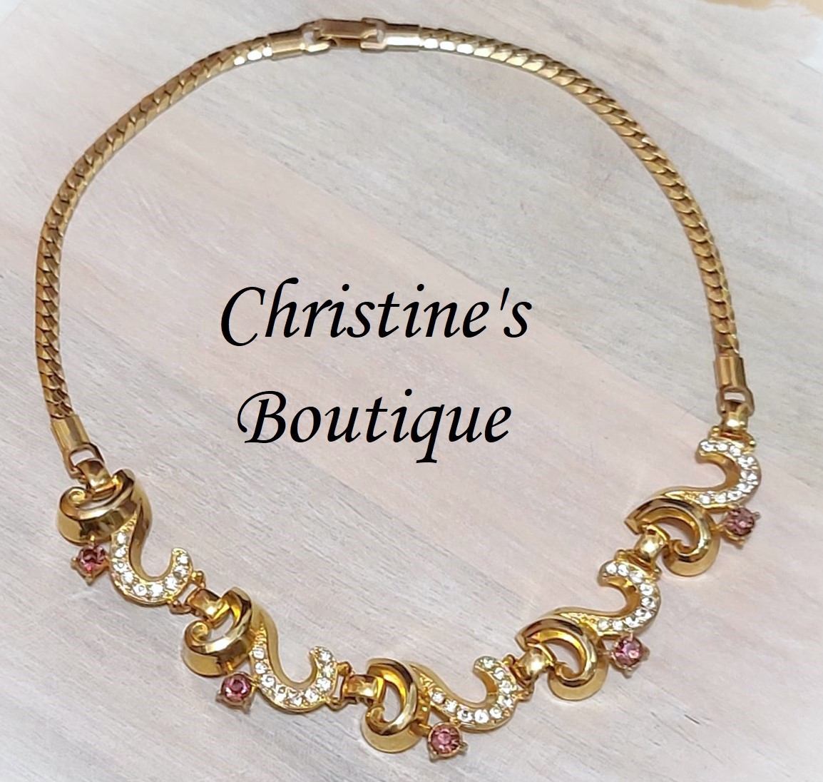 Rhinestone vintage chocker necklace signed Lisner