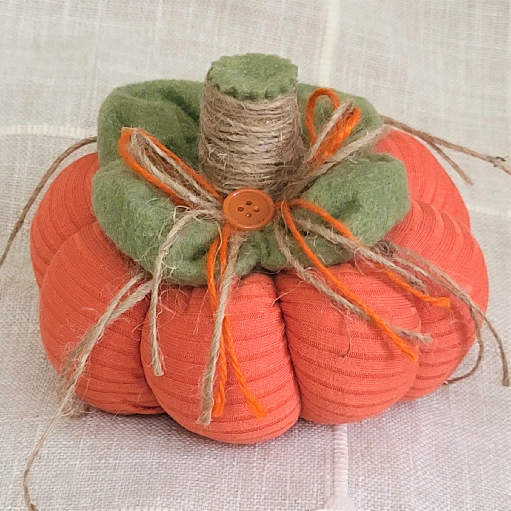 Felt and fabric fall harvest orange tabletop pumpkin