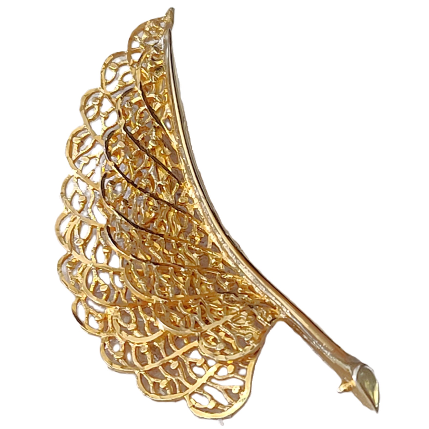 Coro Craft Goldtone Filigree Leaf Brooch