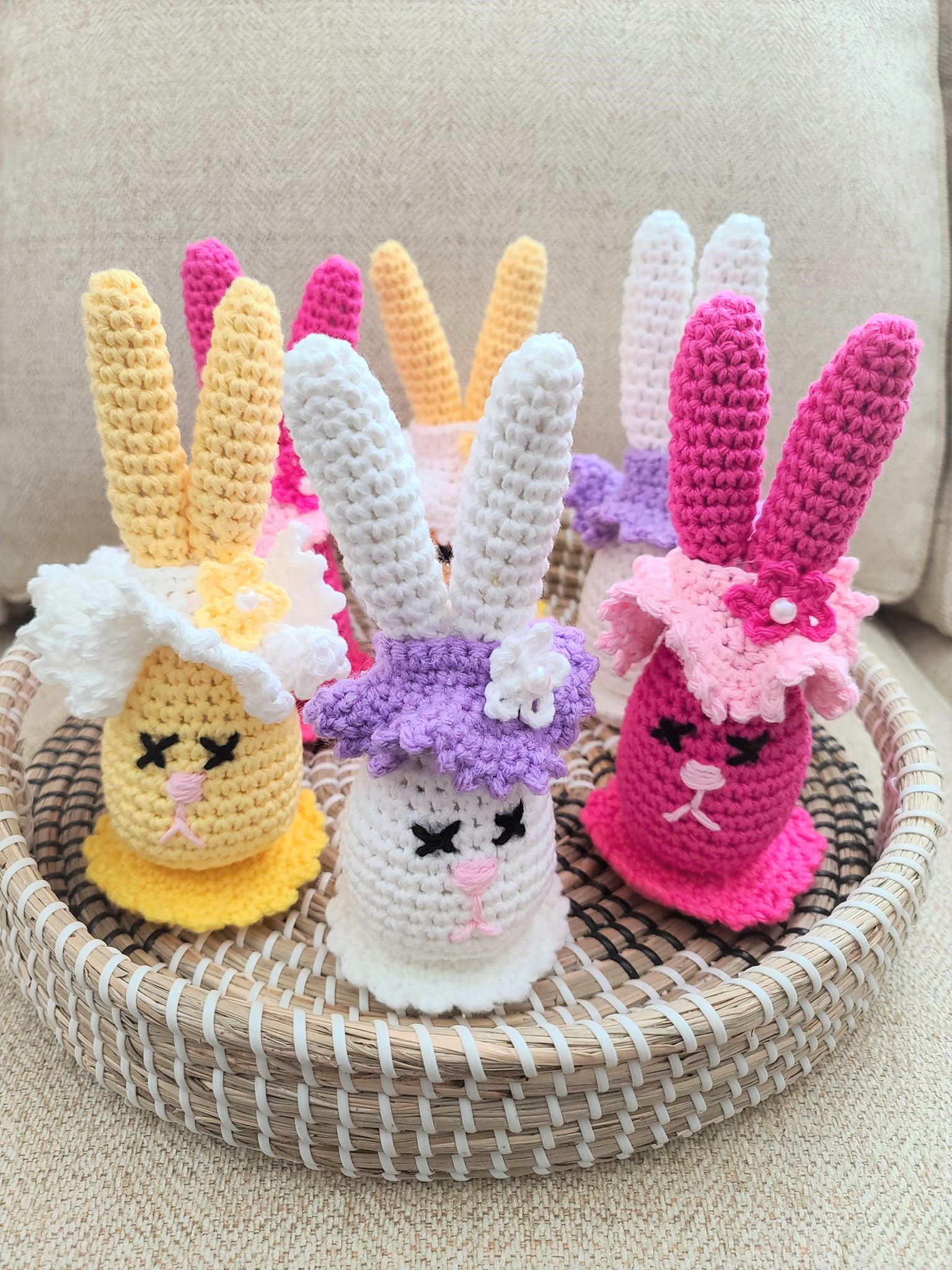 Handmade Crochet Easter Bunny COLOR WHITE