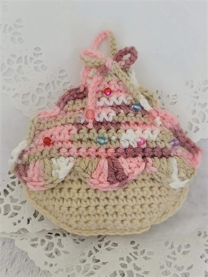 Handmade Crochet Cupcake Ornament Multi Color