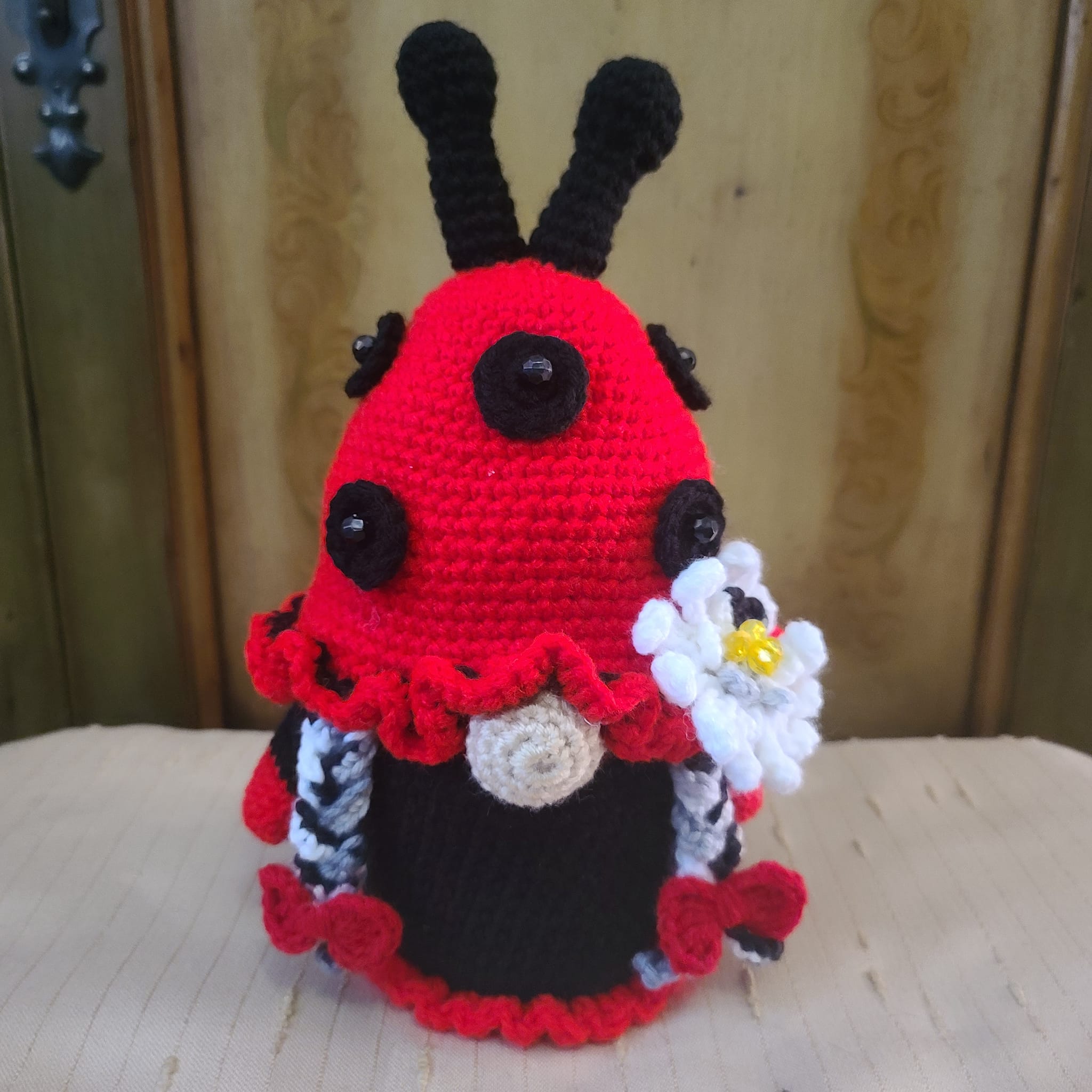 Handmade Crochet Lady Bug Gnome - Click Image to Close