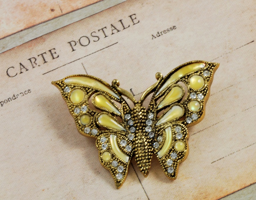 Butterfly with Rhinestones & Pearlized Stones