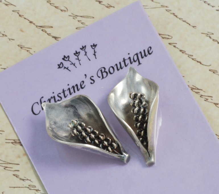 Sterling Silver Calli Lilly Clip Earrings