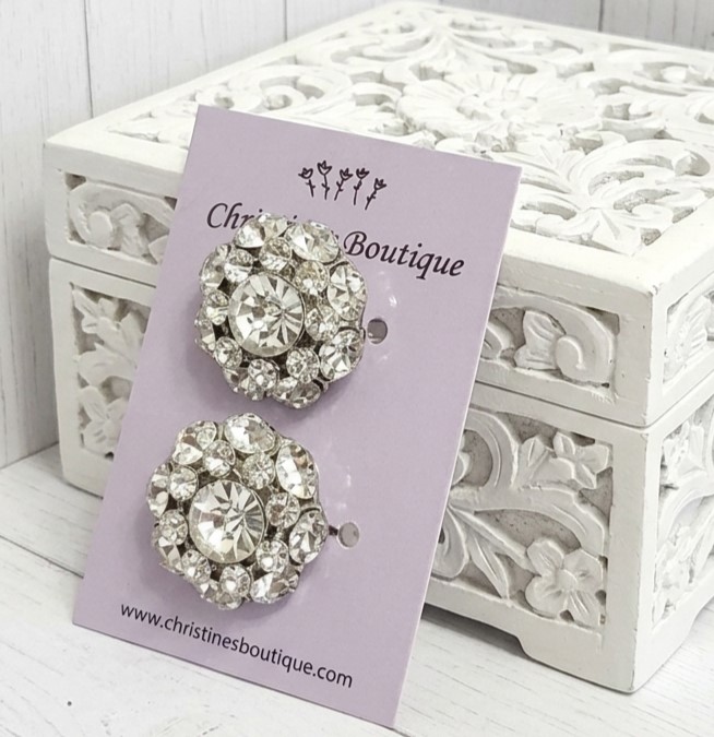 Vintage Rhinestone Buttons Set of 2