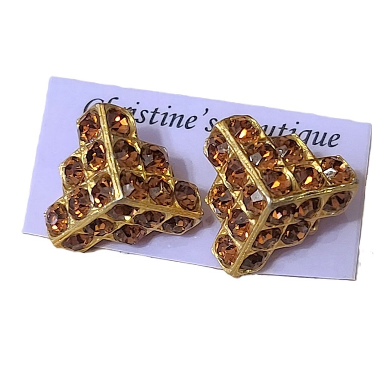 Topaz Rhinestones Set of Scatter Pins 3-D Design