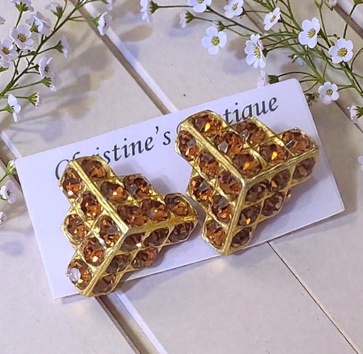 Topaz Rhinestones Set of Scatter Pins 3-D Design