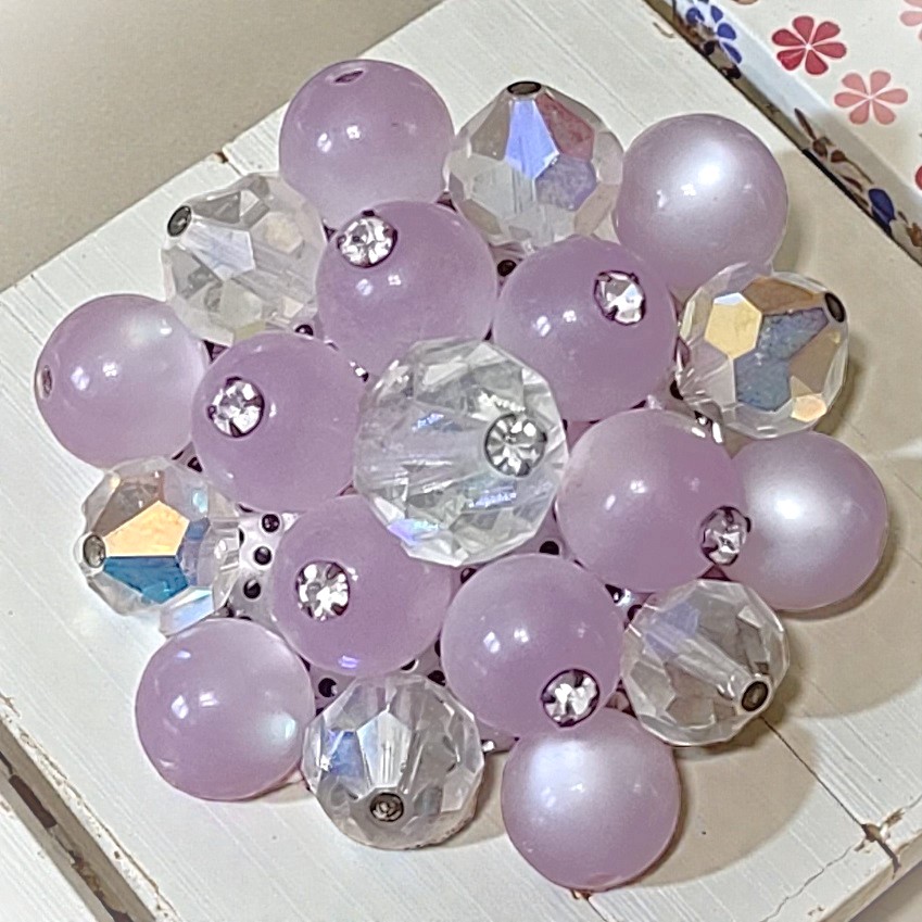 Lavendar Purple Moonglow with Rhinestone Tip Dome Pin