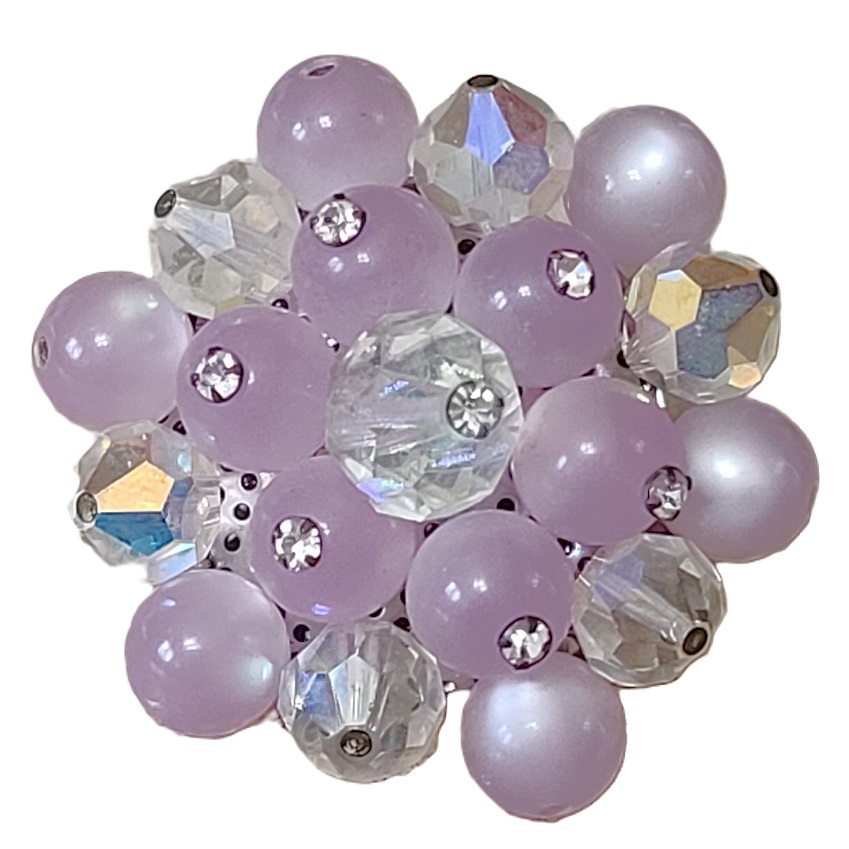 Lavendar Purple Moonglow with Rhinestone Tip Dome Pin - Click Image to Close