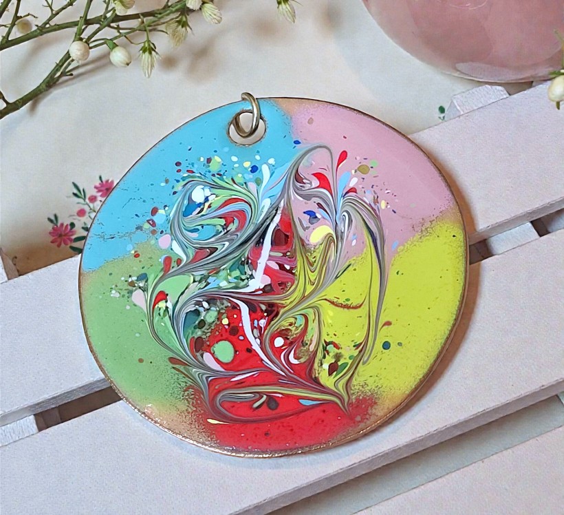 Copper and Ceramic Modern Artistic Pendant