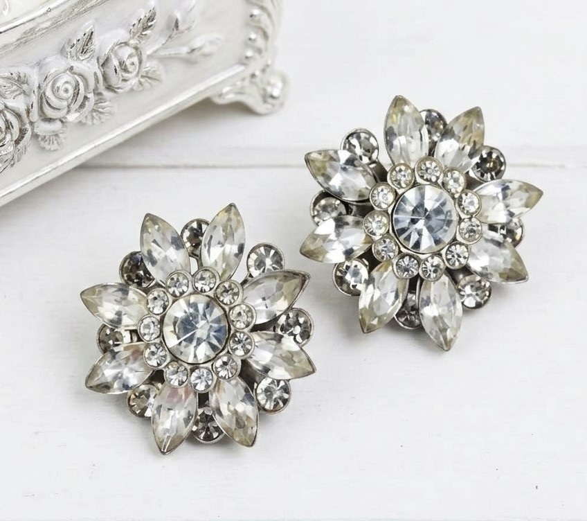 Vintage Rhinestone Buttons Set of 2