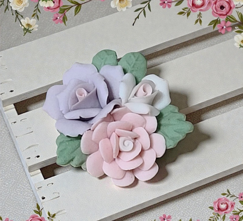 Carved Flower Cluster Pin