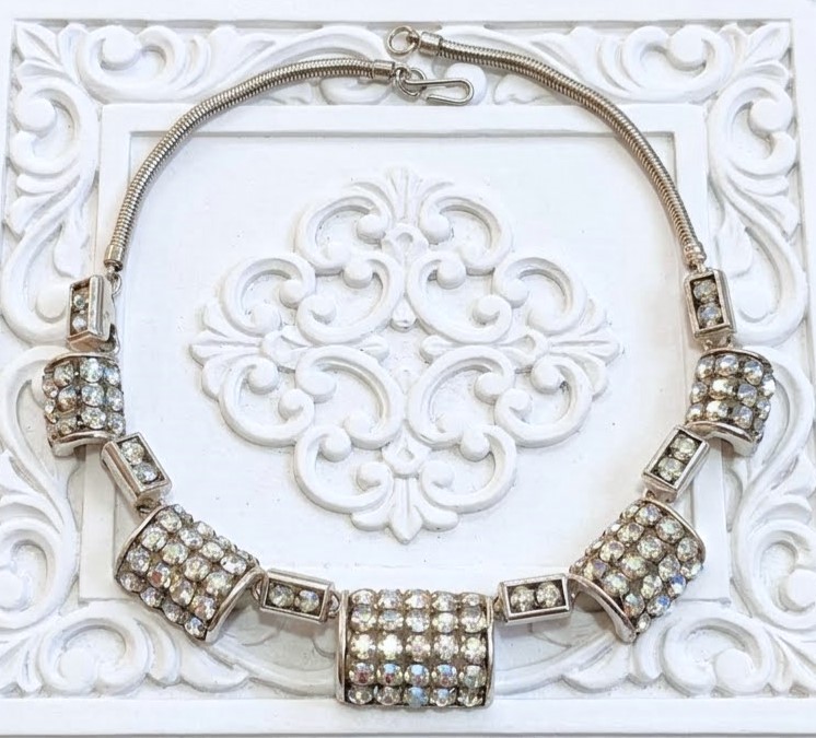 Aurora Borealis Rhinestone Choker Necklace