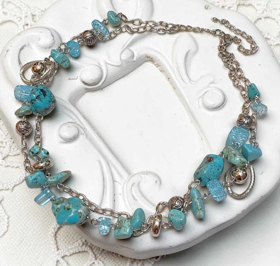 Turquoise Gemstone Necklace, Turquoise Nuggets