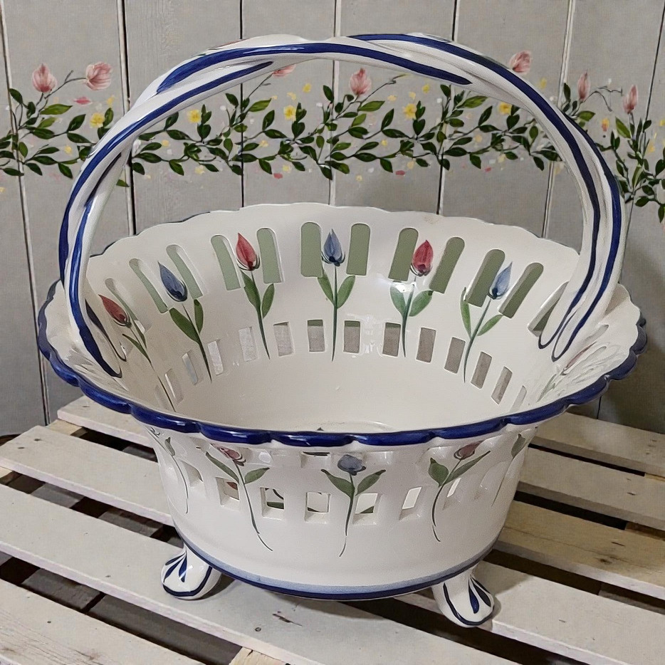 Ceramic Flower Basket Made in Portugal
