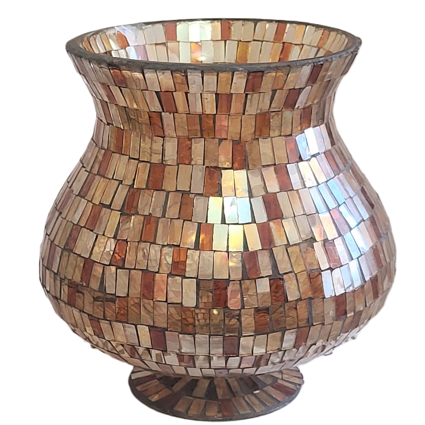 Stained Glass Large Candle Vase Votive 10" x 11 1/2" - Click Image to Close