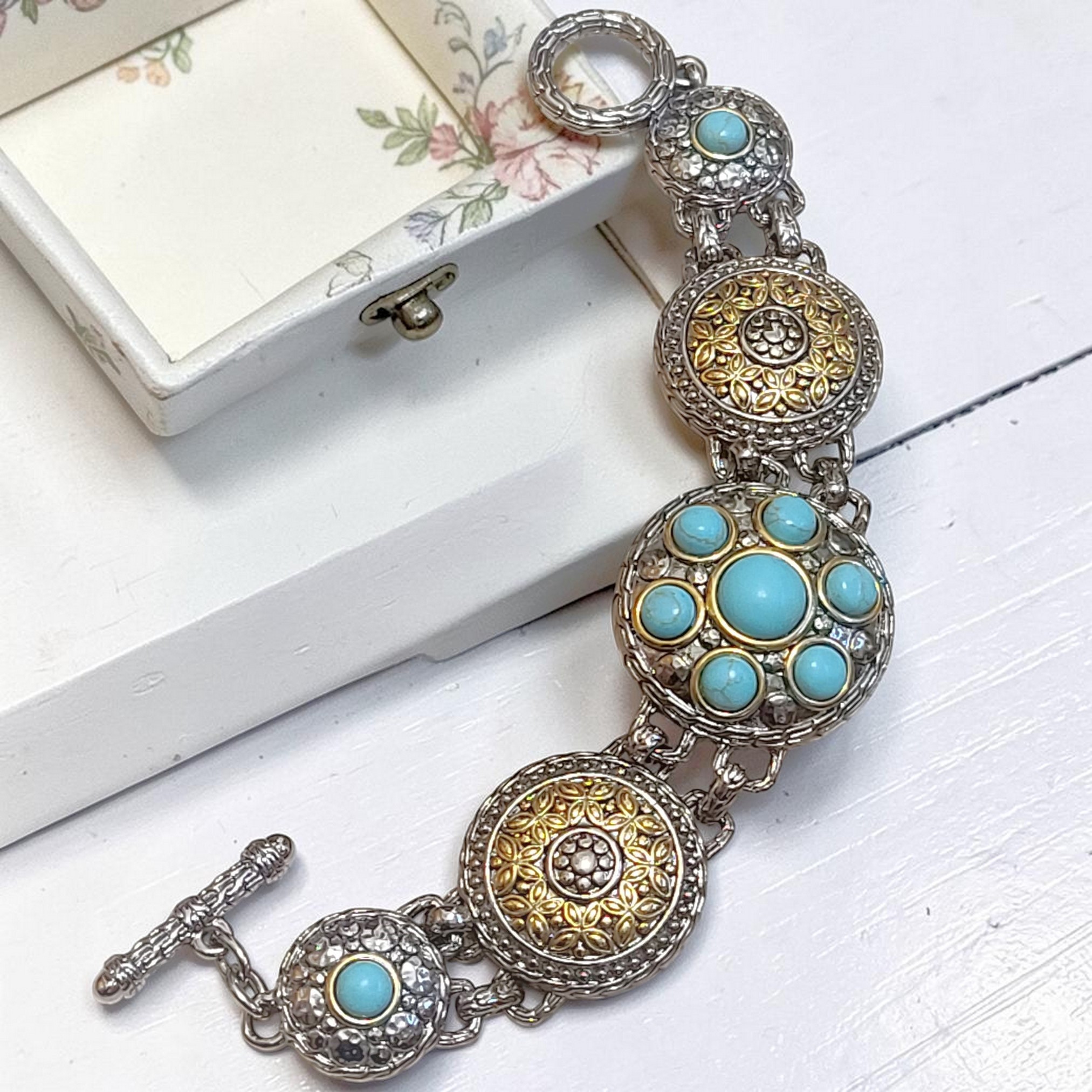 Fashion Turquoise Cabachon Link Bracelet