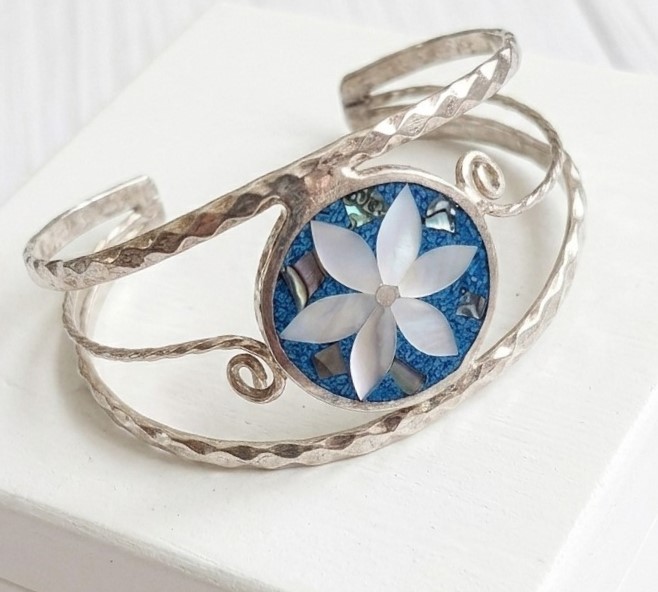 Alpaca Silver with Abalone Inlay Cuff Bracelet