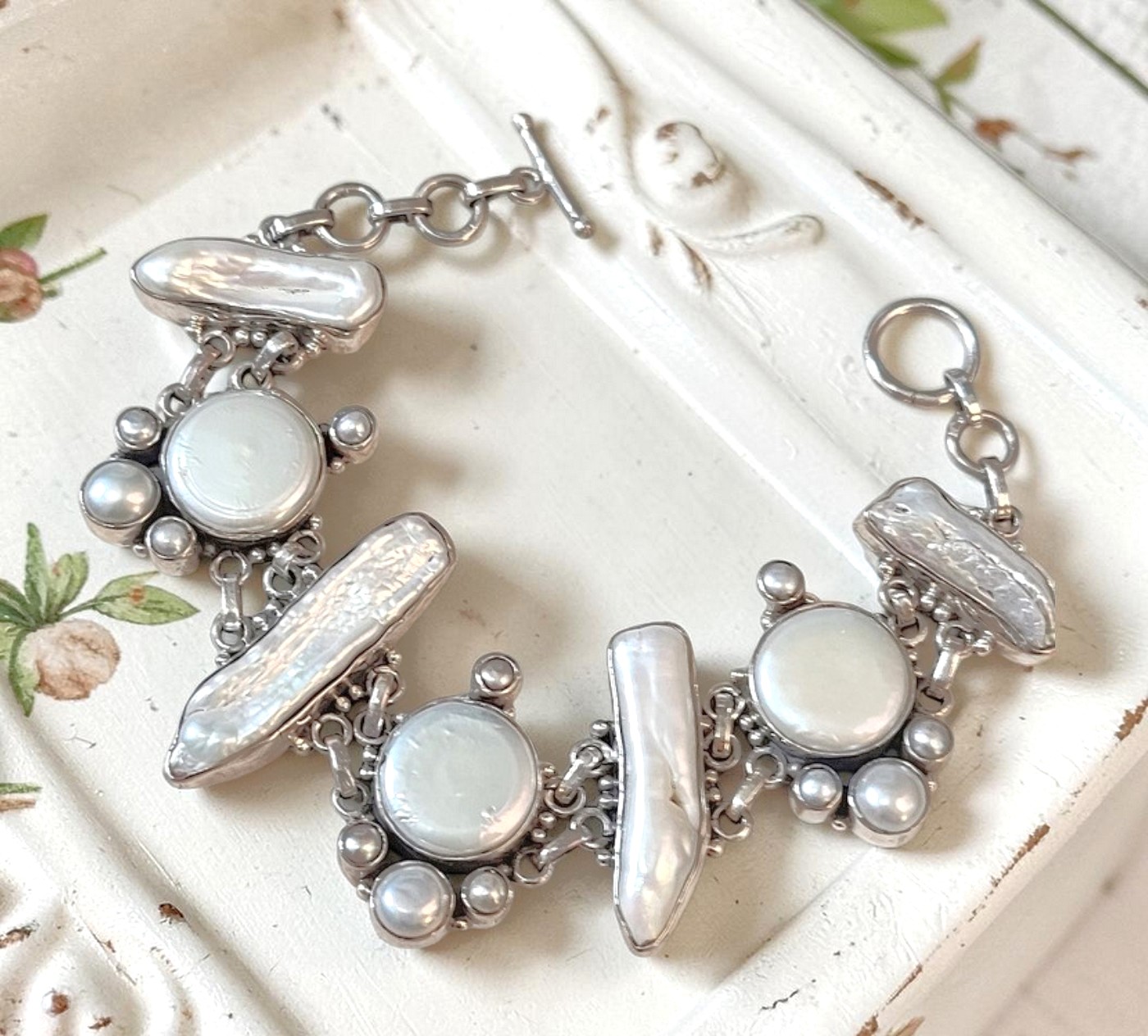 Blister Pearls and 925 Sterling Silver Bracelet Blister Pearls and 925 Sterling Silver Bracelet