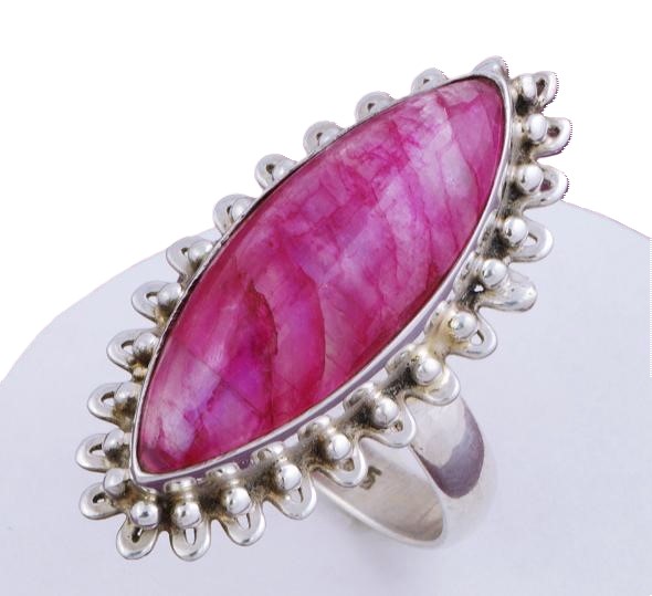 Pink Moonstone 925 Sterling Silver Ring Size 6 3/4 - Click Image to Close