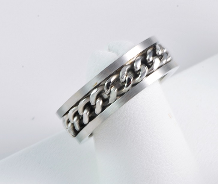 Mens Stainless Steel Chain Design Ring Size 11