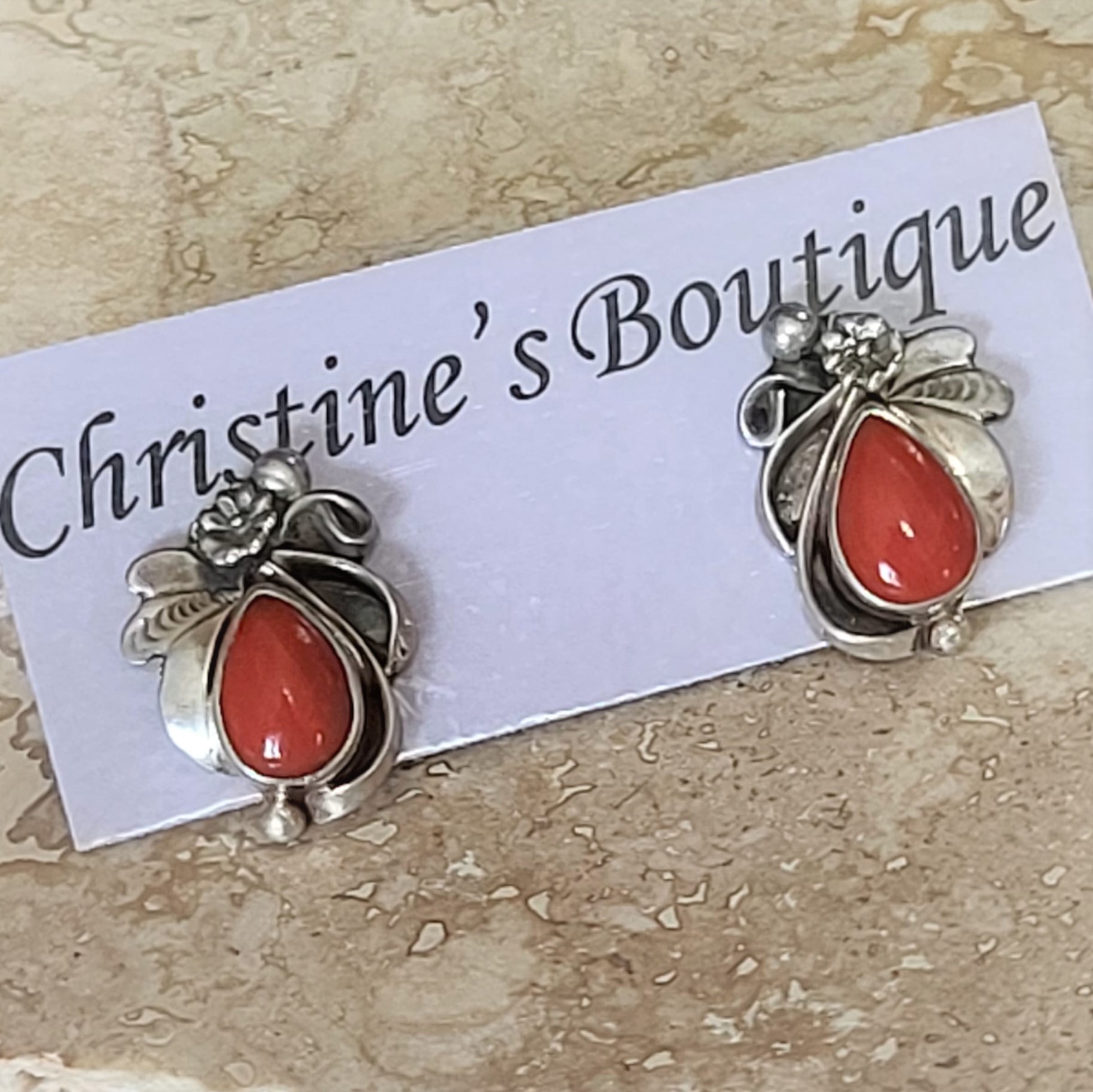 Carnelian Gemstone 925 SS Indian Reservation Earrings - Click Image to Close