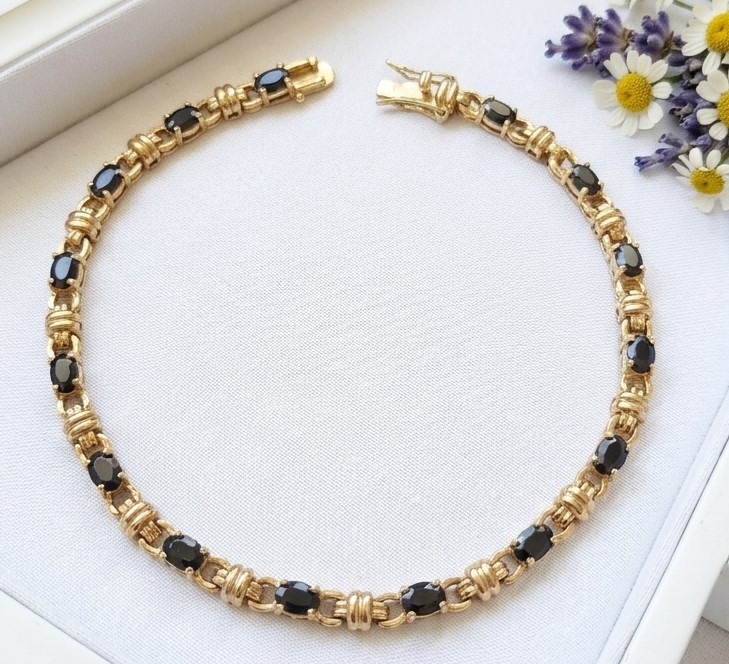 Technibond 18K Gold with Sapphire Gemstone Bracelet