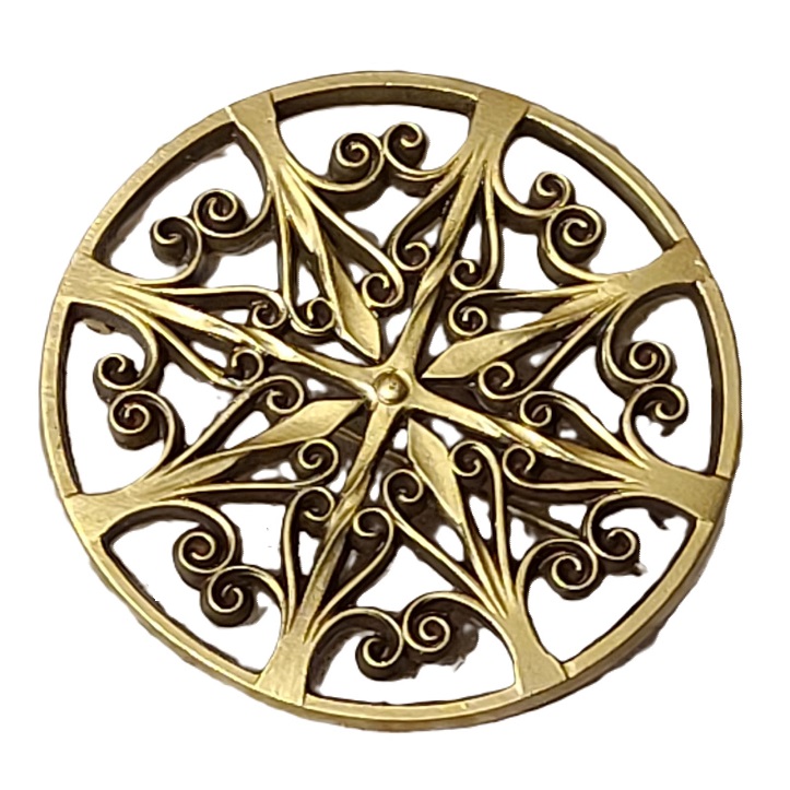 Gold Scrolled Pinwheel Pin/Pendant Signed OSR