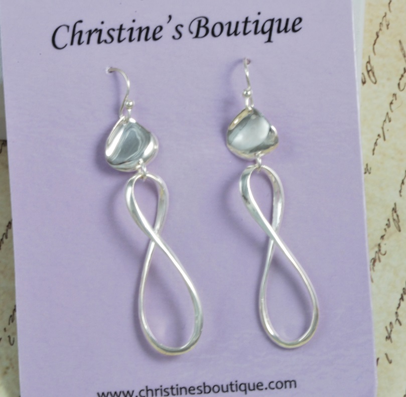 925 Sterling Silver Figure 8 French Wire Earrings - Click Image to Close
