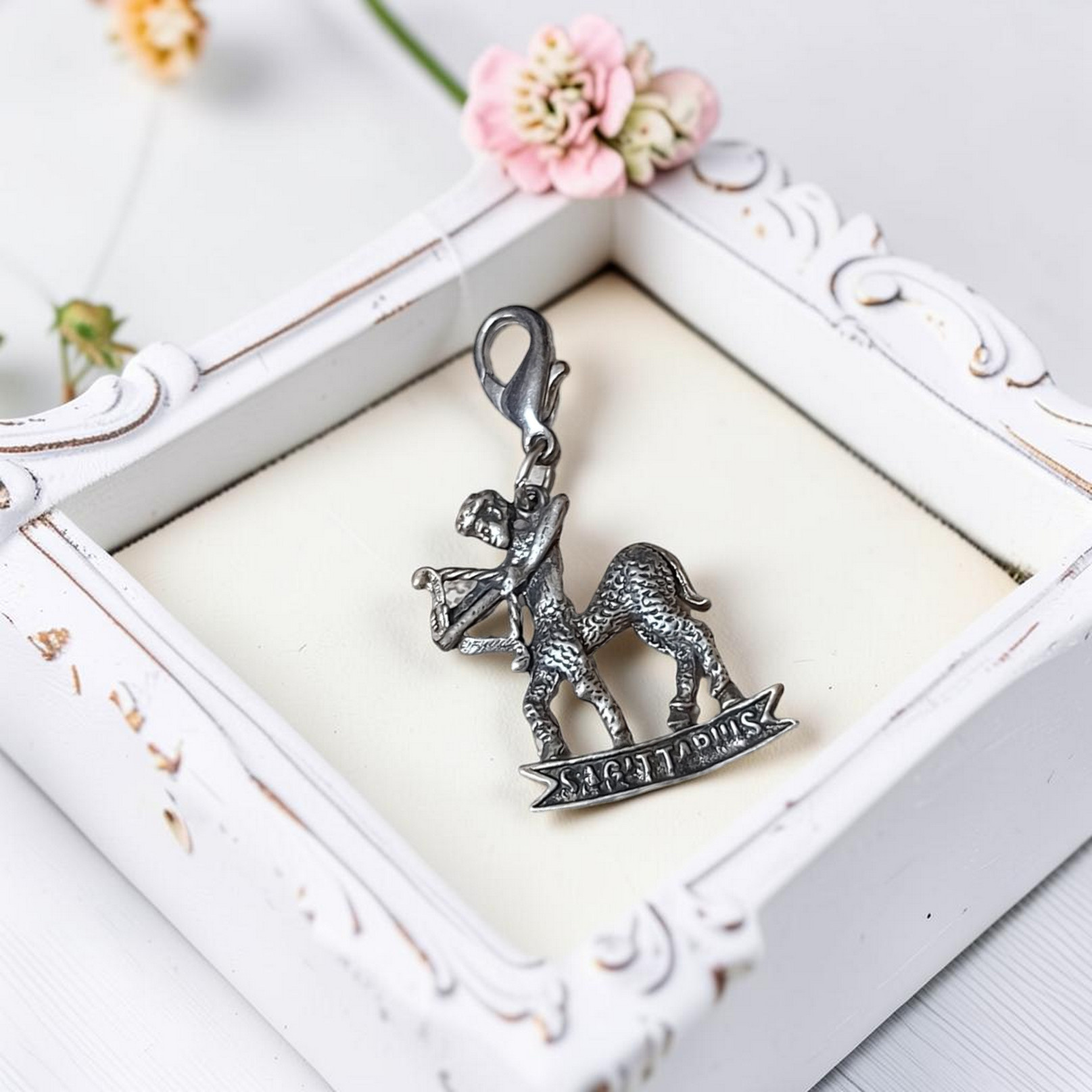 Vintage Sagittarius Sign Zodiac Charm 1 7/8"