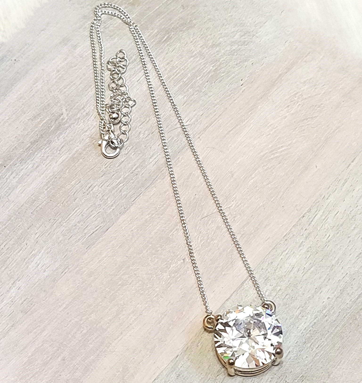 Cubic zirconia pendant necklace with chain