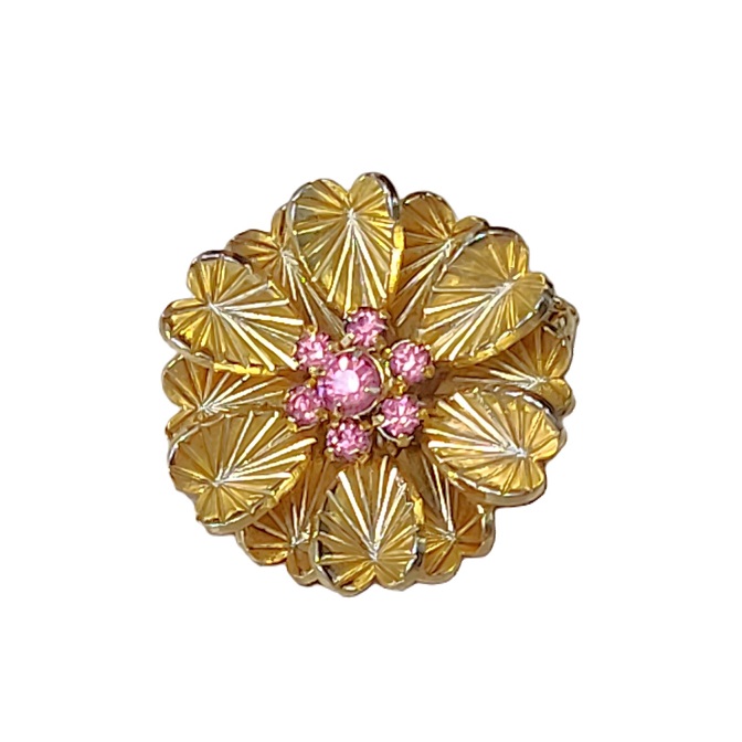 Pink Rhinestone Scatter Pin Set in Goldtone - Click Image to Close