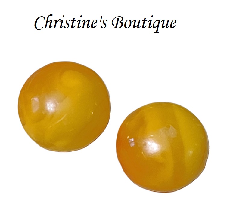 Butterscotch Amber & 925 Sterling Silver Clip Backs Earrings - Click Image to Close