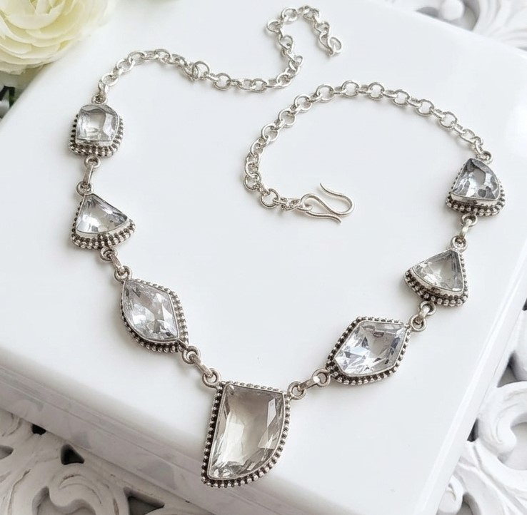 White Topaz 178 Carats 925 Sterling Silver Necklace