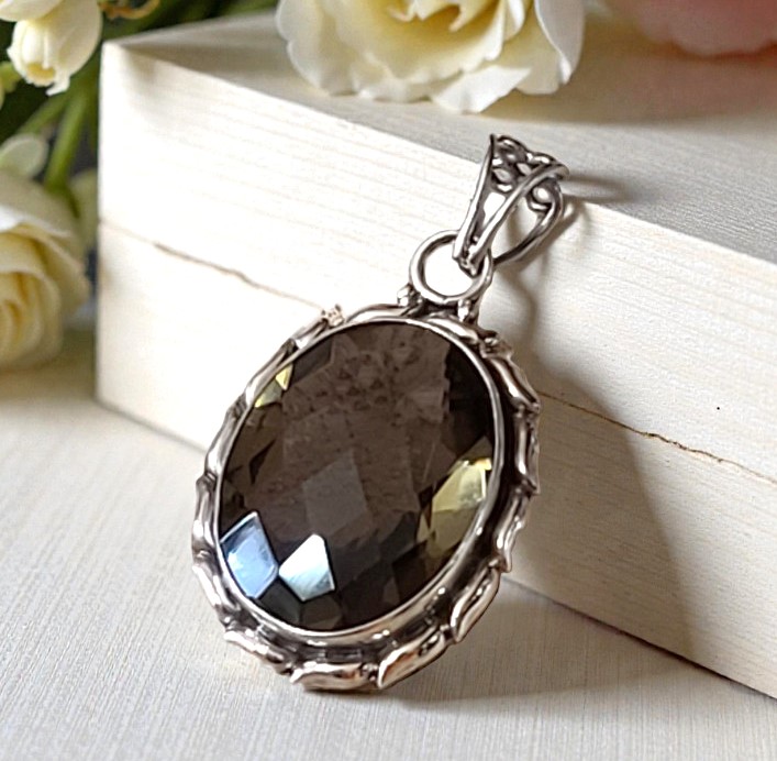 Brown Topaz 925 Sterling Silver Pendant