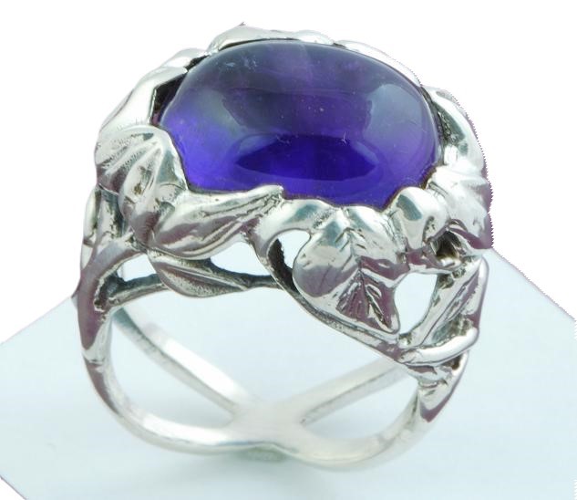 Amethyst Gemstone 925 Sterling Silver Floral & Vine Motive Ring