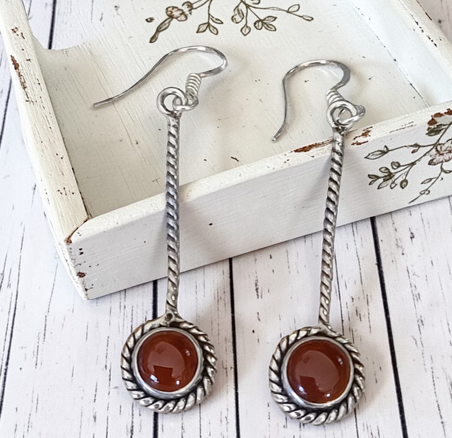 Carnelian Gemstone Earrings 925 Sterling Silver Carnelian Gemstone Earrings 925 Sterling Silver