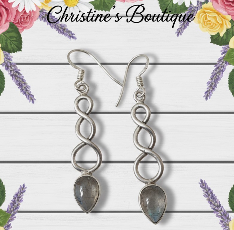 Labradorite gemstone earrings set in 925 sterling silver