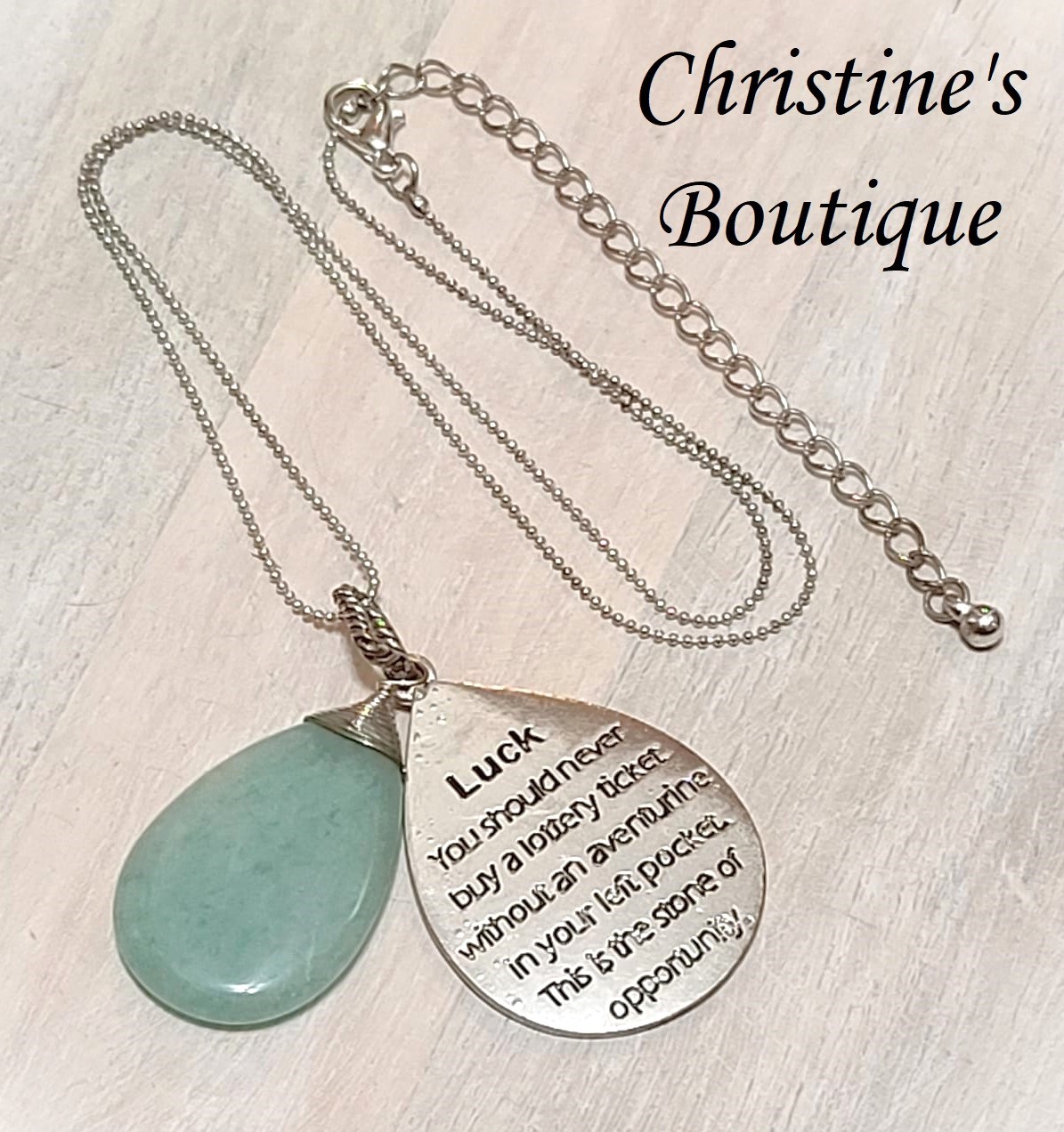 Dog Tag Necklace Green Aventurine Gemstone of Opportunity - Click Image to Close