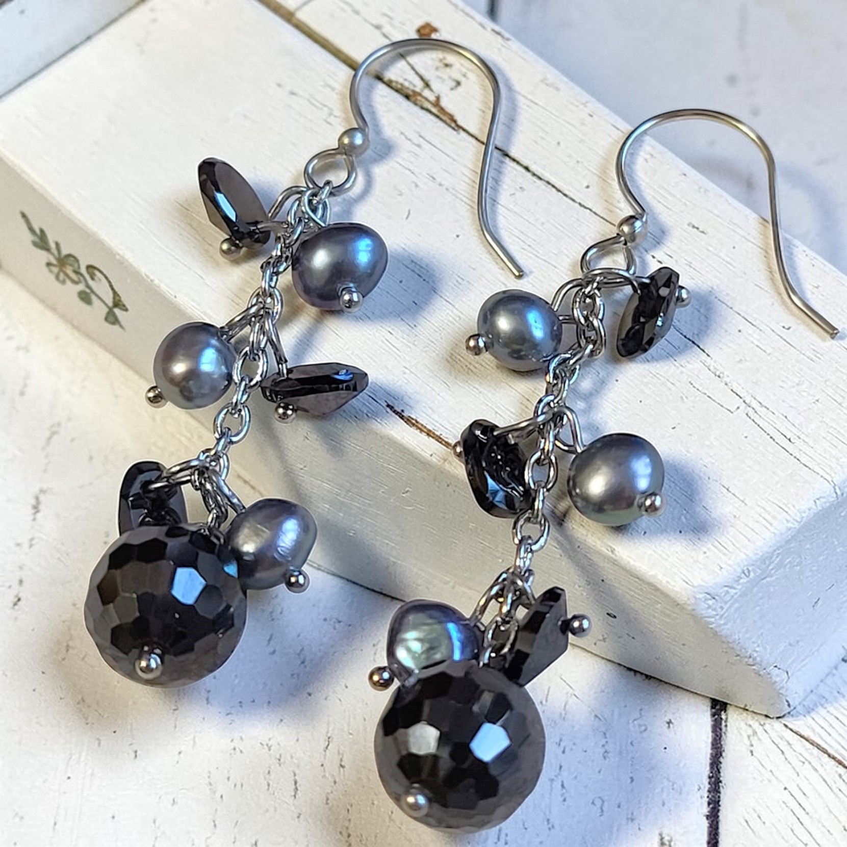 Glass and Shell Dangle Earrings Glass and Shell Dangle Earrings