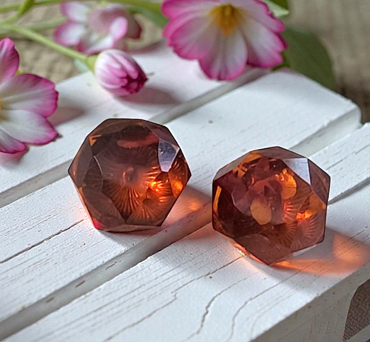 Faceted Cut Amber Sterling SIlver Clip Back Earrings