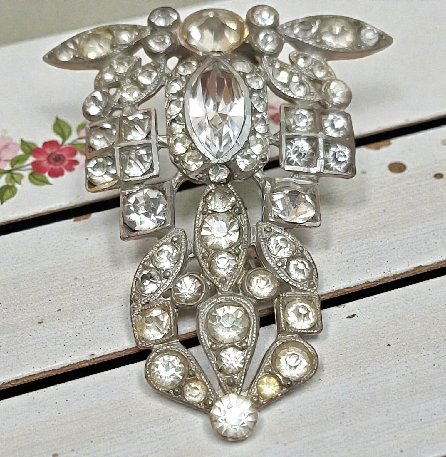 Circa 1930's dress clip, rhinestone dress clip, signed designer Doctor Dres