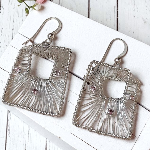 Vintage Wire 2D Shape with Pink Rhinestones 1980's