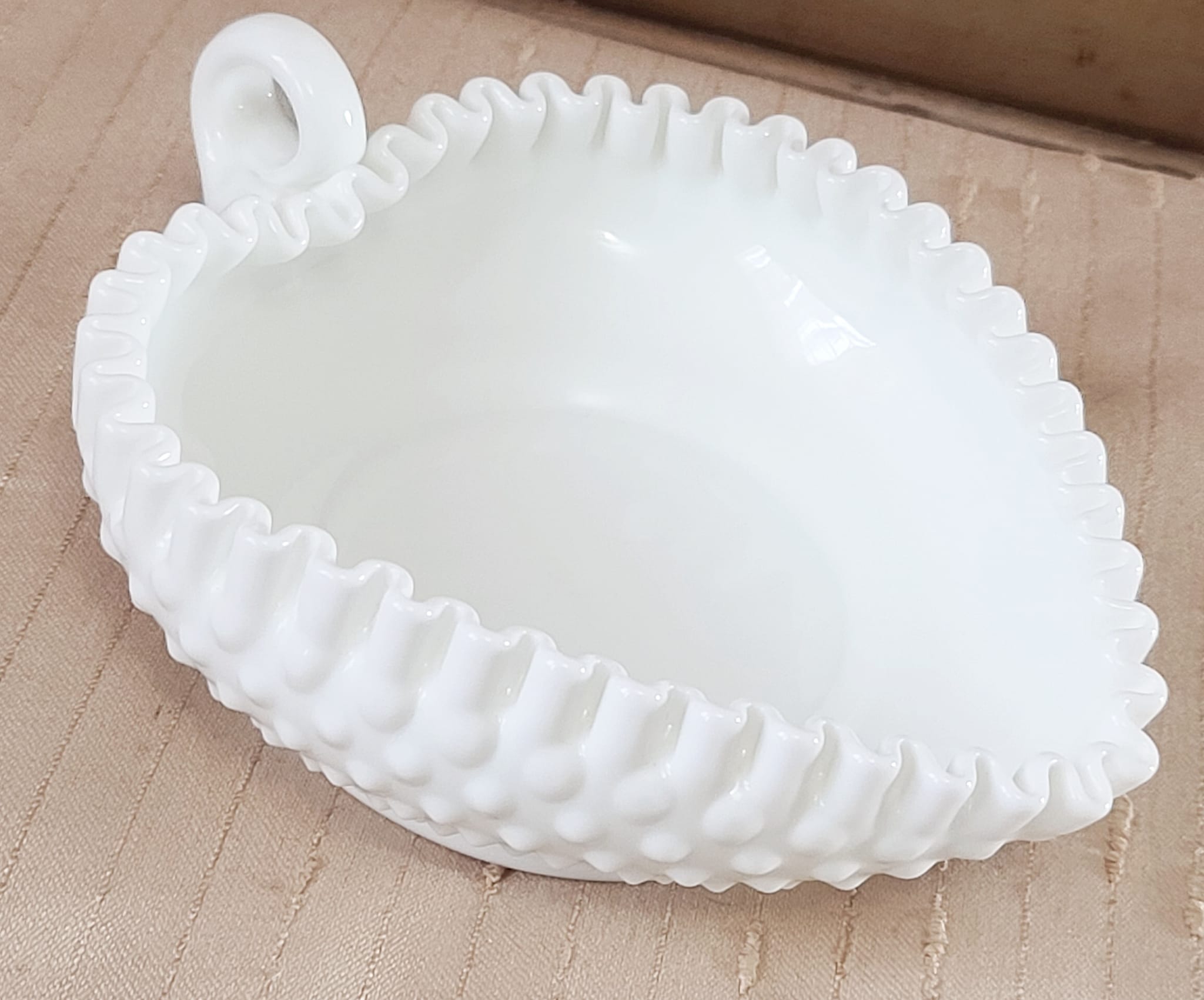 FENTON Vintage Milk Glass Heart-Shaped Candy Dish