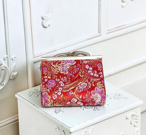 Red Satin Brocade Coin Purse Red Satin Brocade Coin Purse