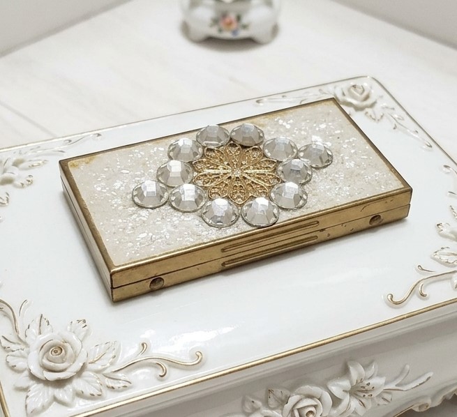 Rhinestone and Confetti Vintage Pill Box