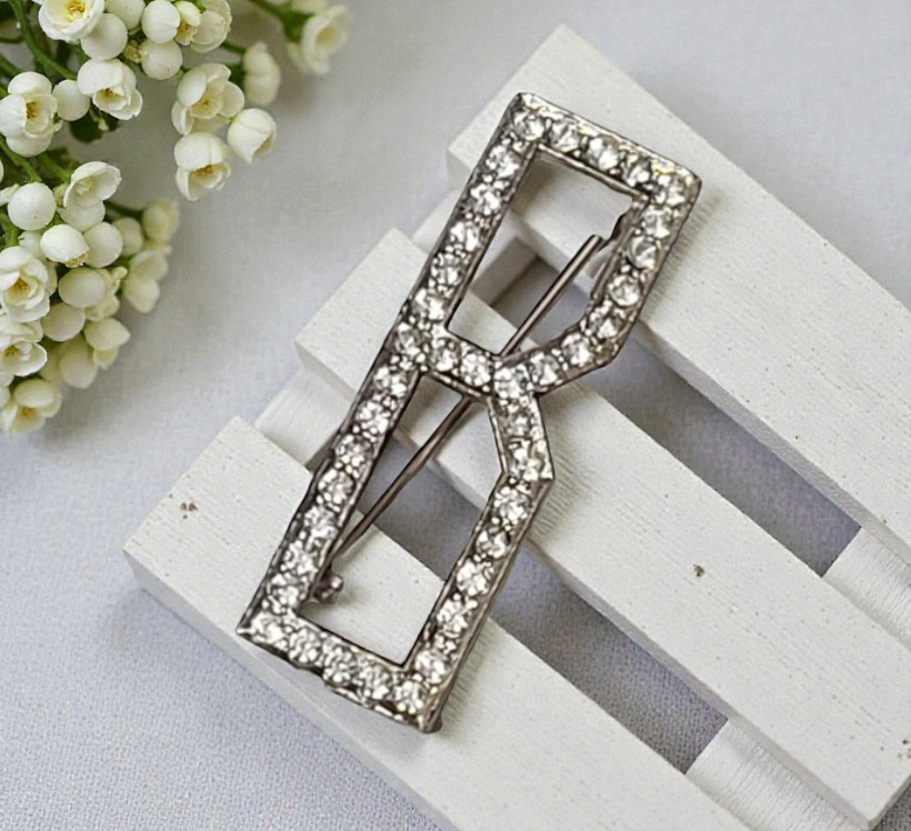 Initial Rhinestone Pin Letter B