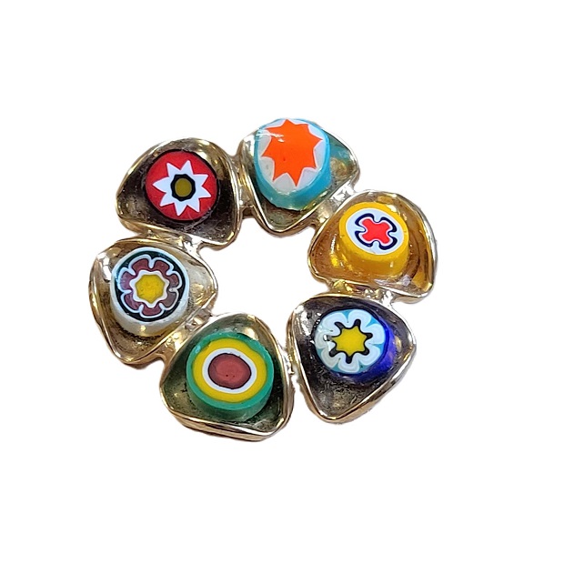 Millefiori Glass Circle Pin